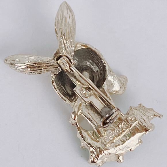 VTG Signed Gerry’s Christmas Rudolph Reindeer Brooch Gold Tone Enamel Pin Retro - Picture 8 of 10